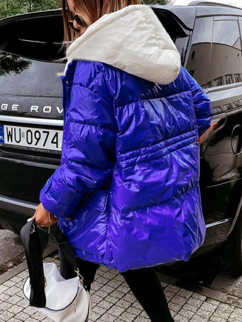 Winter Women Down Plus Size Jacket Pure Color Casual Hooded - ROUTINE FASHION